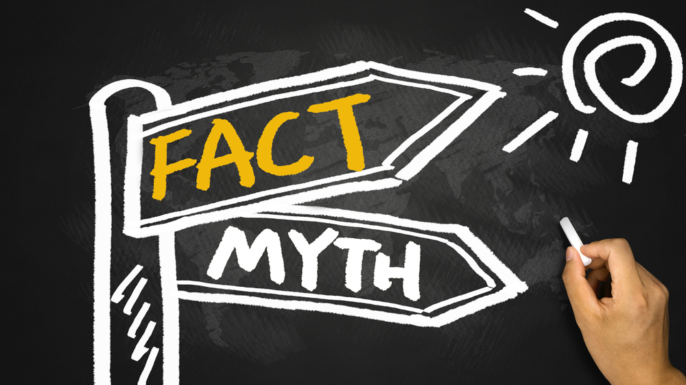 facts myth on chalkboard